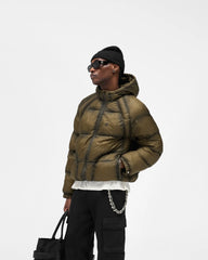 Translucent Hooded Puffer - Dark Olive