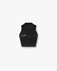 247 Zip Front Performance Crop - Black