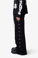Wide Panel Side Snap Pants - Black