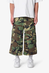 Extra Long Nylon Cargo Shorts - Camo