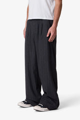 Easy Pleated Stripe Trouser - Grey/White