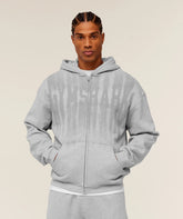 FADE GRAPHIC ZIP THROUGH HOODIE - Light Grey Core Marl