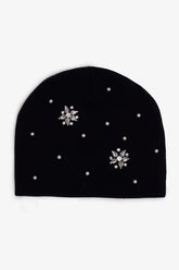 Gemmed Crystal Beanie - Black