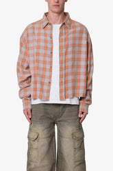 Vintage Cropped Flannel Shirt - Red