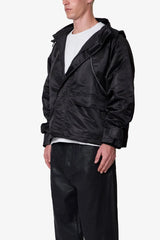 Reflective Piped Parka Jacket - Black