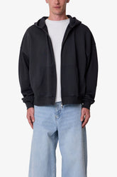 Heavy Basic Zip Up Hoodie - Washed Black