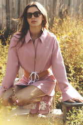 Women's Cropped Fan Favorite Full Zip Jacket - Vintage Pink