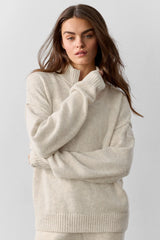 Women's Wool Cashmere New Class 1/4 Zip Pullover - Oatmeal Heather