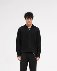 Long Sleeve Mesh Knit Shirt - Jet Black