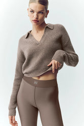 Women's Cashmere Northstar Polo - Alpine Cocoa Heather
