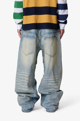 Mega Baggy Layered Denim - Medium Blue