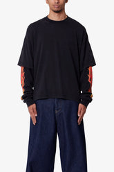 Double Layer Thermal Sleeve Tee - Washed Black