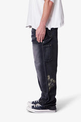 Faded Distressed Carpenter Pants - Black