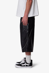 Ultra Baggy Studded Leather Shorts - Black
