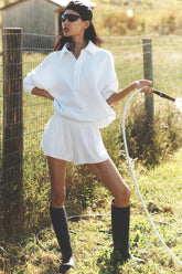 Women's Take It Easy Long Sleeve Henley Pullover - White