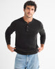 Classic Waffle Henley - Black