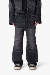 Paneled Moto Denim - Washed Black
