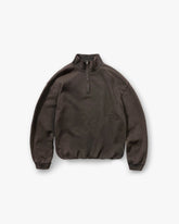 Initial Funnel Neck Quarter Zip Sweatshirt - Coffee