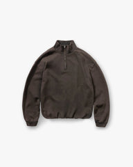 Initial Funnel Neck Quarter Zip Sweatshirt - Coffee