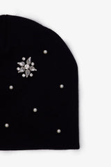 Gemmed Crystal Beanie - Black