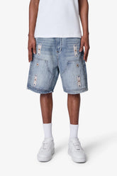 Western Jewel Denim Shorts - Blue