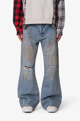 Stained Kick Flare Denim - Western Blue