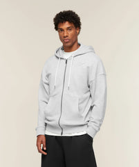CAMPUS CREST ZIP THROUGH HOODIE - Soft Grey Marl