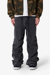 Ruched Denim - Washed Black