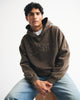 Essential Popover Patchwork Embroidered Hoodie - Brown Patchwork Embroidered