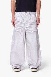 Ultra Wide Stained Denim - White