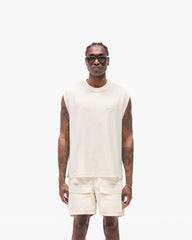 Slub Script Tank - Aged White