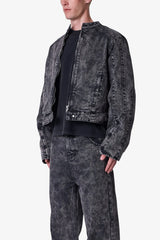 Moto Denim Jacket - Vintage Black
