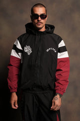 Lobo Chopper Brolic Track Jacket In Black/Cherry Red