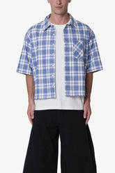 Crop Flannel S/S Shirt - Blue