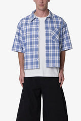 Crop Flannel S/S Shirt - Blue