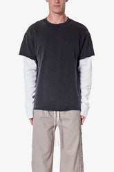 French Terry Double Layer Thermal L/S Tee - Washed Black
