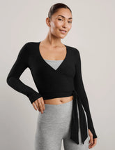 Featherweight Waist No Time Wrap Top - Darkest Night