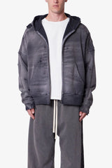 Distressed Thermal Lined Hoodie - Black