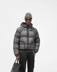 Translucent Hooded Puffer - Washed Black