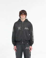 Represent X Metallica Local Crew Zip Hoodie - Stained Black