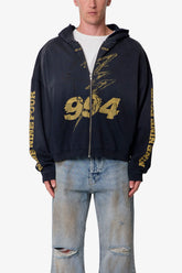 Quiet Zip Up Hoodie - Washed Black