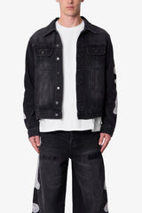 Skeleton Trucker Jacket - Washed Black