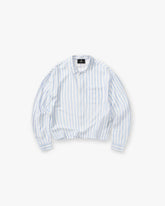 Long Sleeve Sheer Stripe Boxy Shirt - Ice Blue