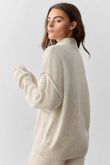 Women's Wool Cashmere New Class 1/4 Zip Pullover - Oatmeal Heather