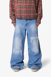 Patched Rave Denim - Washed Blue