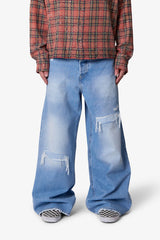 Patched Rave Denim - Washed Blue