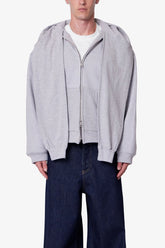 Double Layer Sleeve Scarf Hoodie - Grey