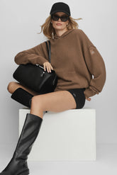 Women's Wool Cashmere New Class Hoodie - Java Brown