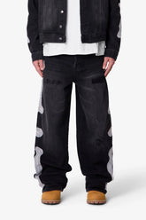 Skeleton Ultra Baggy Denim - Washed Black