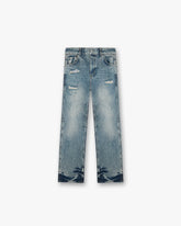 R3 Distressed Baggy Denim - Blue Cream